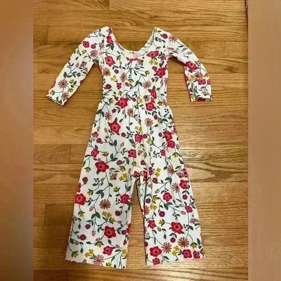Alice and Ames 4T Toddler Girls Multi Floral The Wide Leg Jumpsuit Romper EUC - Picture 2 of 3